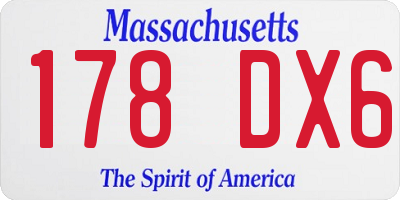 MA license plate 178DX6