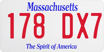 MA license plate 178DX7