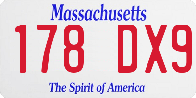 MA license plate 178DX9