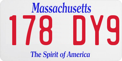 MA license plate 178DY9