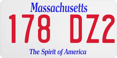 MA license plate 178DZ2