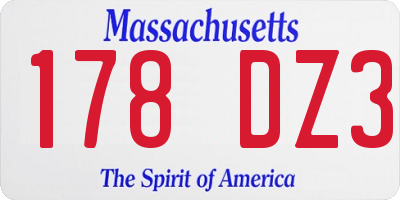 MA license plate 178DZ3