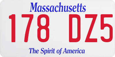 MA license plate 178DZ5