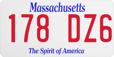 MA license plate 178DZ6