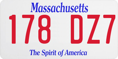 MA license plate 178DZ7
