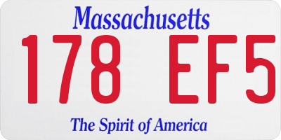 MA license plate 178EF5