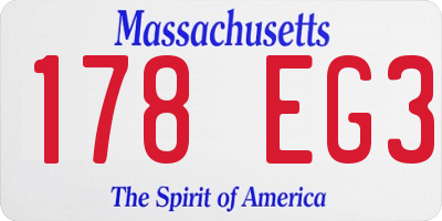 MA license plate 178EG3