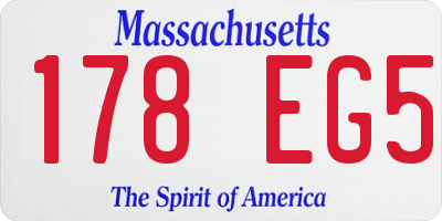 MA license plate 178EG5