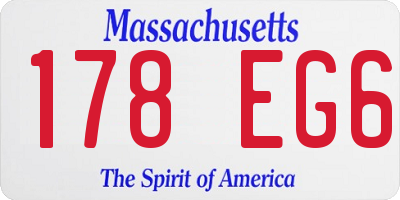 MA license plate 178EG6