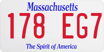 MA license plate 178EG7