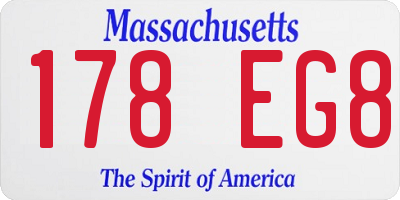 MA license plate 178EG8