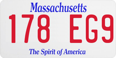 MA license plate 178EG9