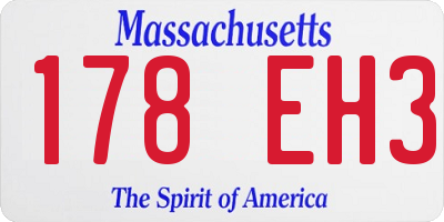 MA license plate 178EH3