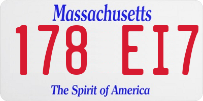MA license plate 178EI7