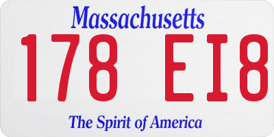 MA license plate 178EI8