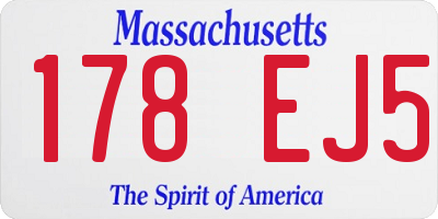 MA license plate 178EJ5