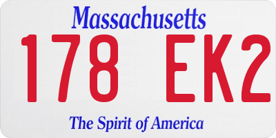 MA license plate 178EK2