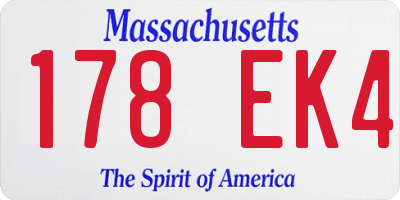MA license plate 178EK4