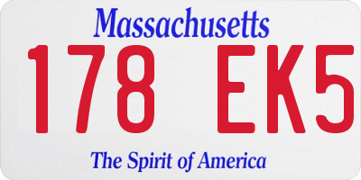 MA license plate 178EK5