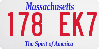 MA license plate 178EK7