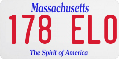 MA license plate 178EL0