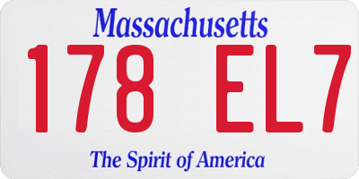 MA license plate 178EL7