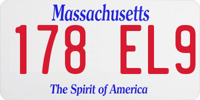 MA license plate 178EL9