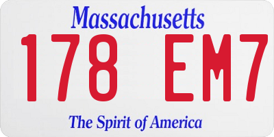MA license plate 178EM7