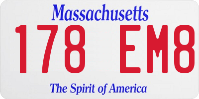 MA license plate 178EM8