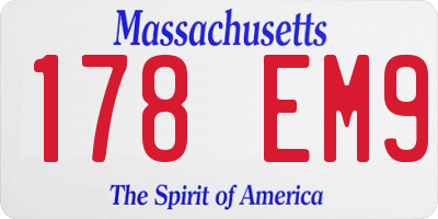 MA license plate 178EM9