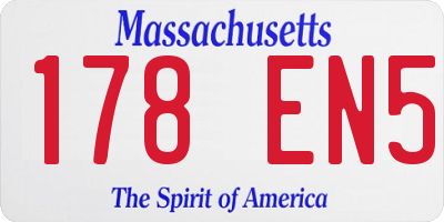 MA license plate 178EN5