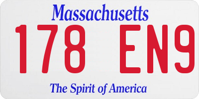 MA license plate 178EN9
