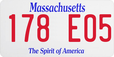 MA license plate 178EO5