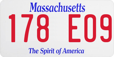 MA license plate 178EO9