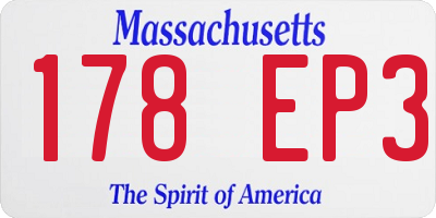 MA license plate 178EP3