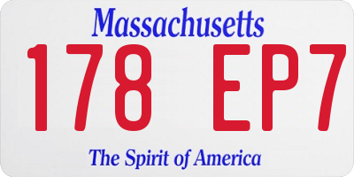 MA license plate 178EP7