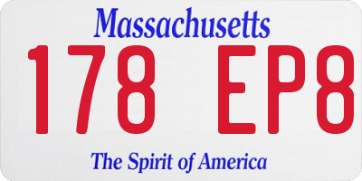 MA license plate 178EP8