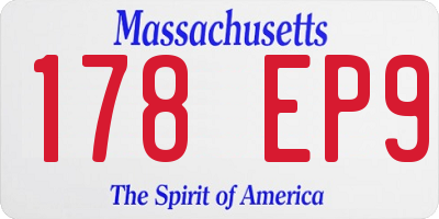 MA license plate 178EP9