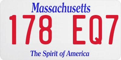 MA license plate 178EQ7