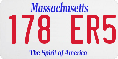 MA license plate 178ER5