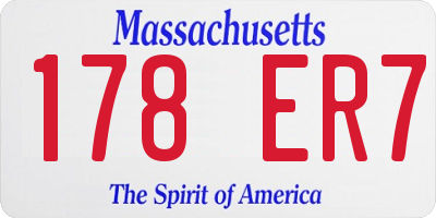 MA license plate 178ER7