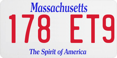 MA license plate 178ET9