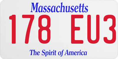 MA license plate 178EU3