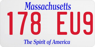 MA license plate 178EU9