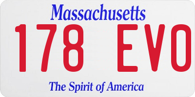 MA license plate 178EV0