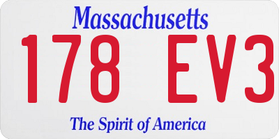 MA license plate 178EV3