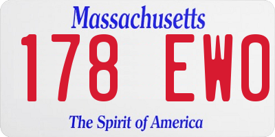 MA license plate 178EW0