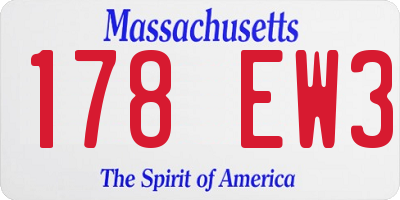 MA license plate 178EW3