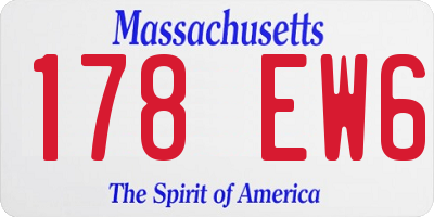 MA license plate 178EW6