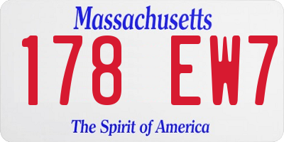 MA license plate 178EW7